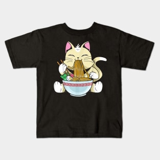 Cat Eating Spaghetti Kids T-Shirt